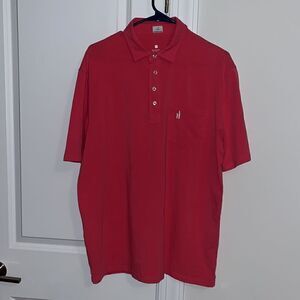 Johnnie-O Red Pink surf hanging out golf soft wash cotton spandex polo shirt L